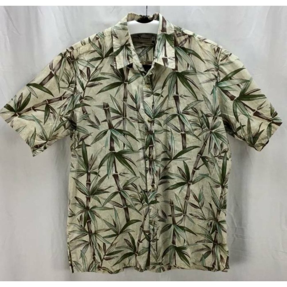Two Paddles Mens Aloha Hawaiian Shirt XL Bamboo